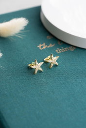Heliophilia Silver Pendientes de Plata de Ley 925 con Recubrimiento de Oro y Circón
